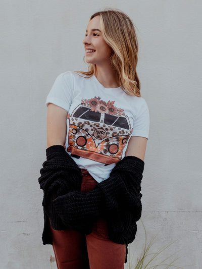 Leopard Floral Fall VW Bug Graphic Tee