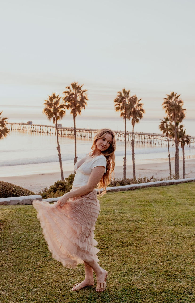 【THE MOZZ】Rosy Unbalanced Frill Skirt Ruffle Skirt – TheBubble, LLC.