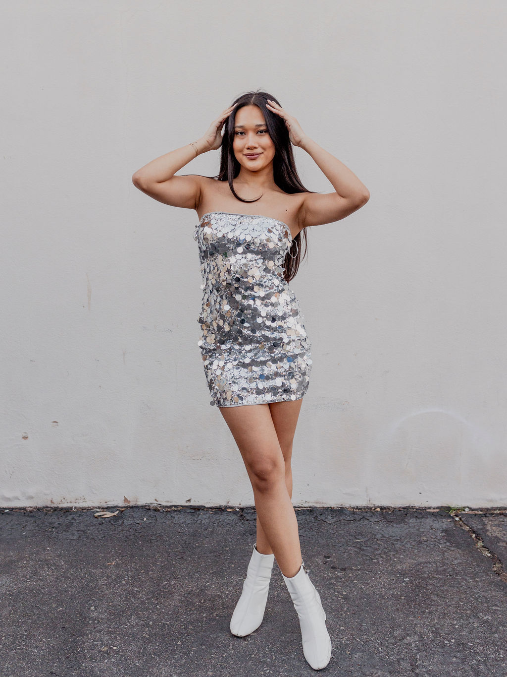 Silver Shimmer Sequin Mini Dress by 75