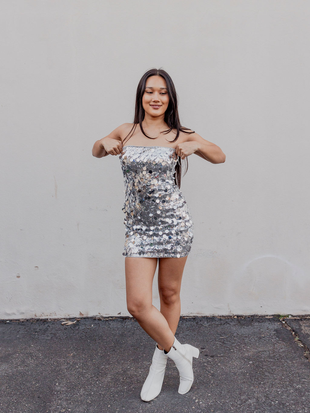 shimmy and shine sequin mini dress Keep Your - Blush Perfect for a gala Silver Shimmer Sequin Mini Dress