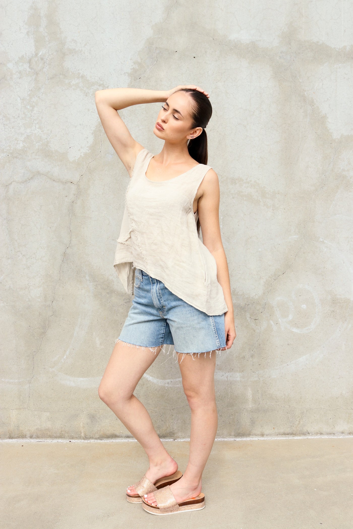 Laguna Patchwork Linen Tank by 75
