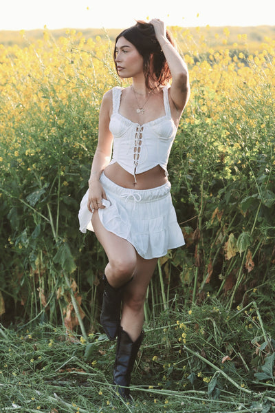 Tilly Denim Corset Top by for Love & Lemons