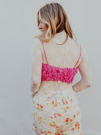 Faux Ostrich Feather Crop Top by Cotton Candy LA