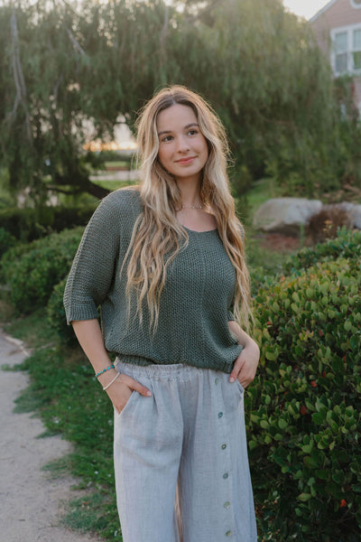 Olive Grove Crochet Knit Sweater by 75
