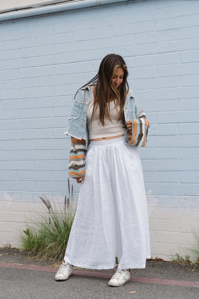 100% Linen Pants with Flare Leg