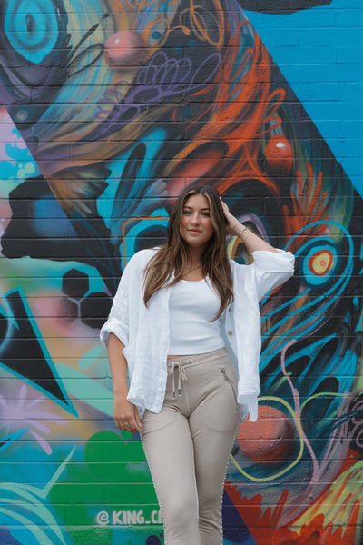 Seaside Whisper Button-Down Linen Top by 75