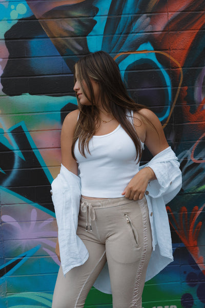 Seaside Whisper Button-Down Linen Top by 75