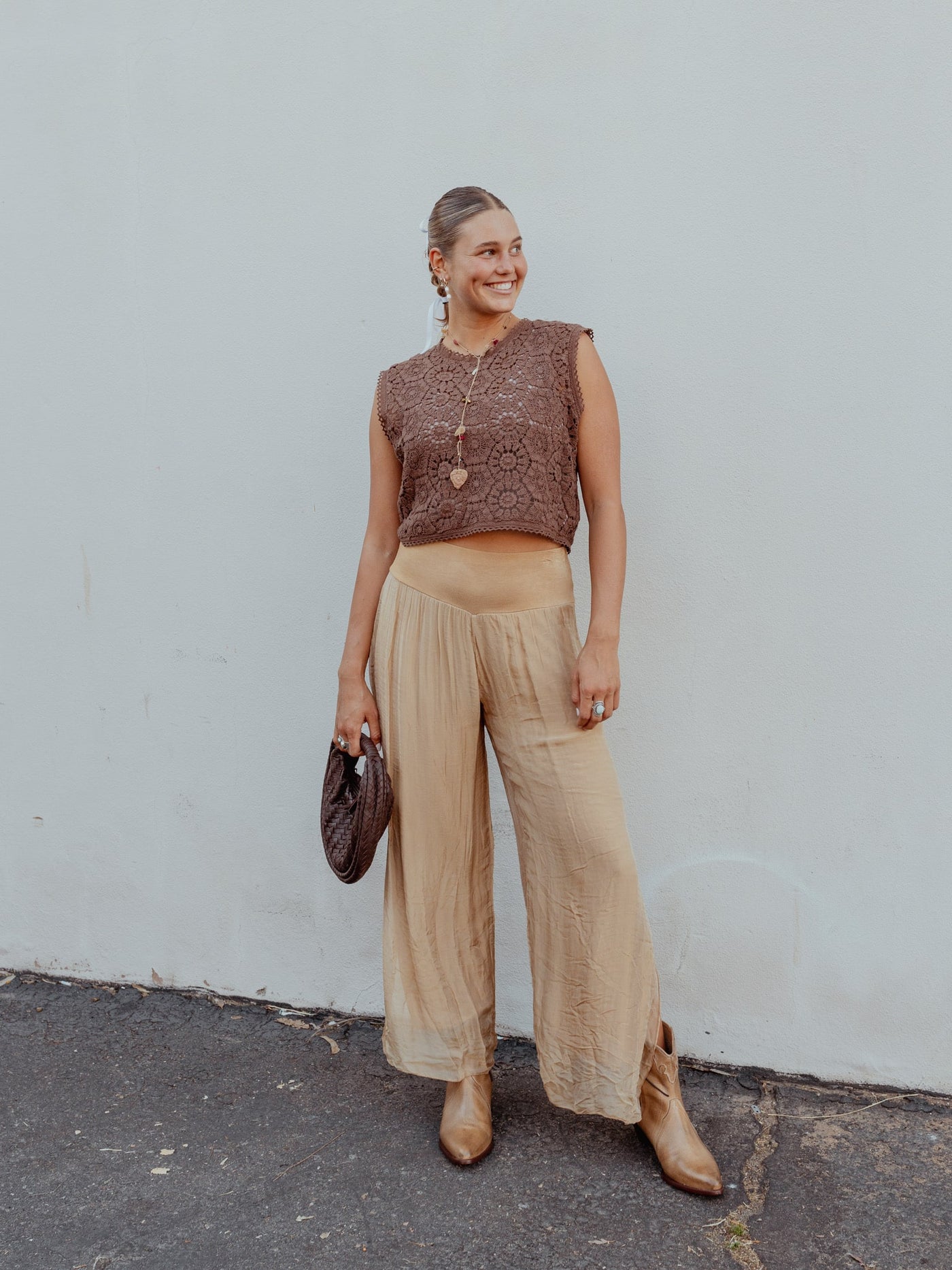 Italian Silk Wide-Leg Pants by 75