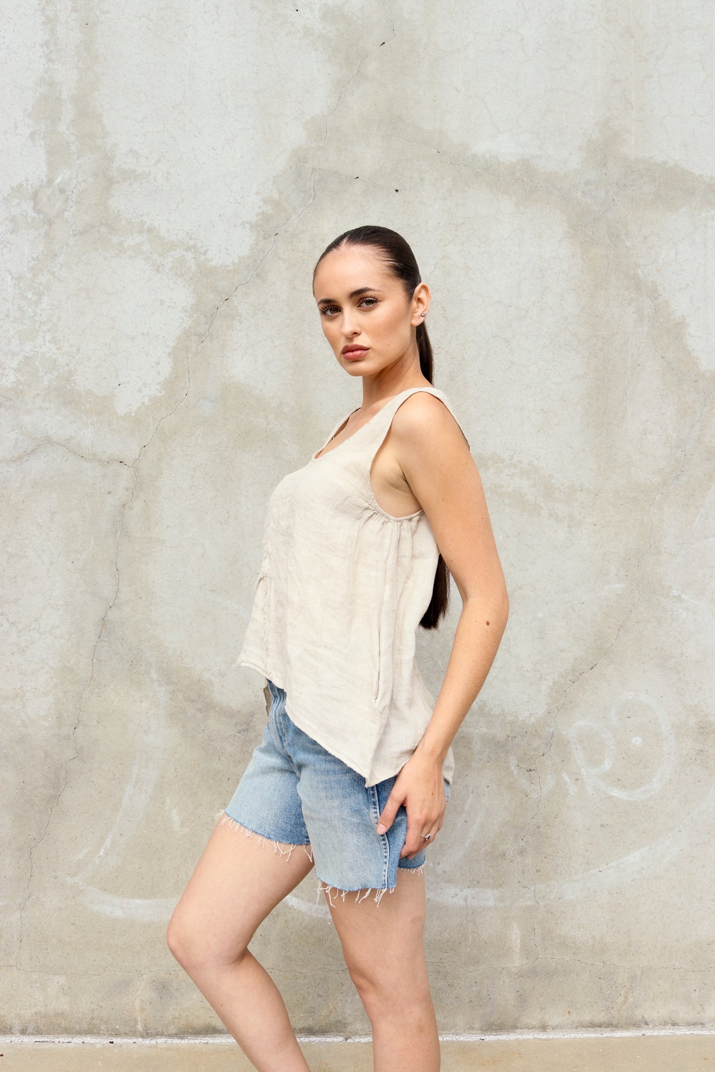 Laguna Patchwork Linen Tank by 75
