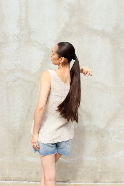 Laguna Patchwork Linen Tank by 75