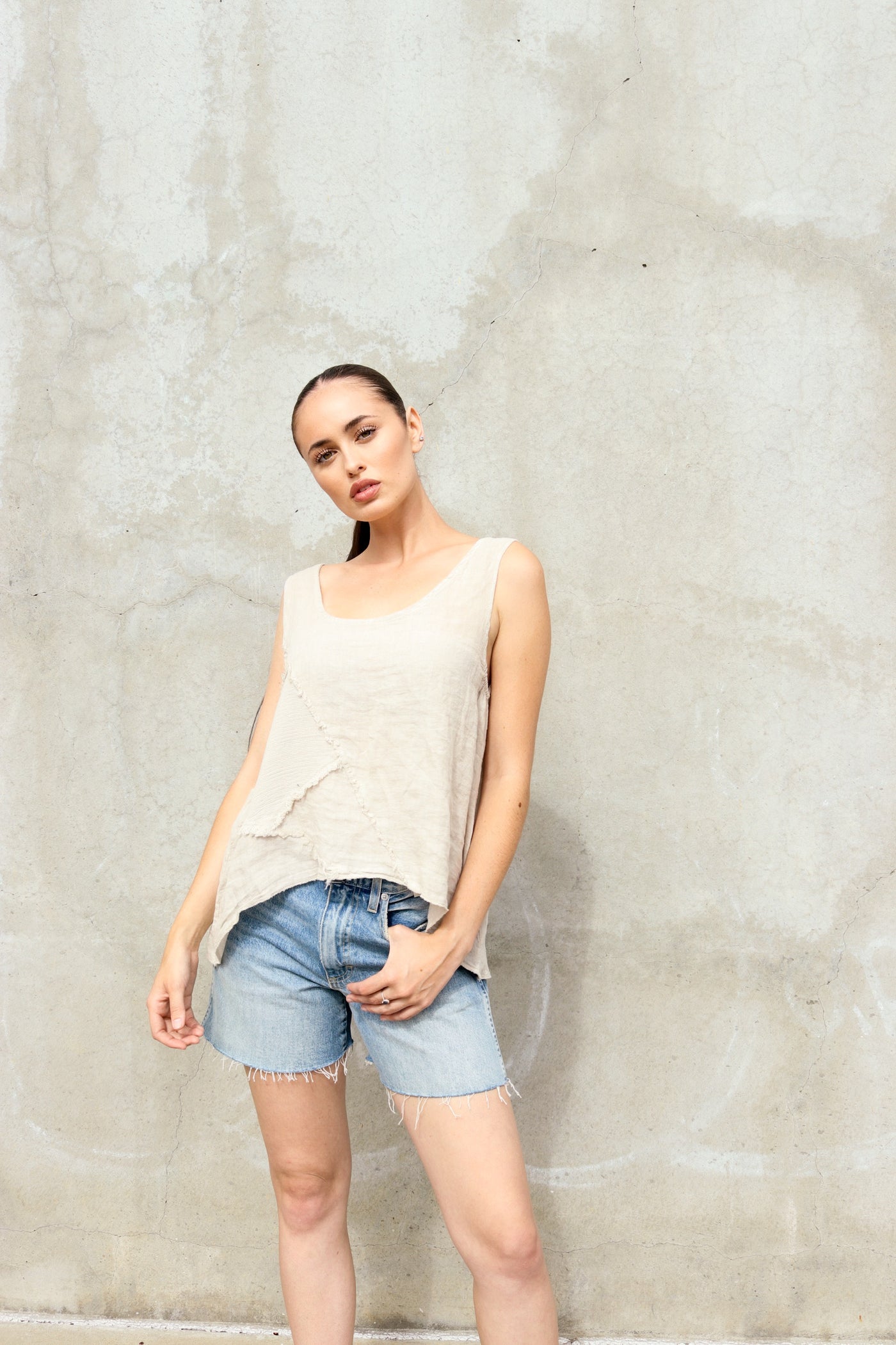 Laguna Patchwork Linen Tank by 75