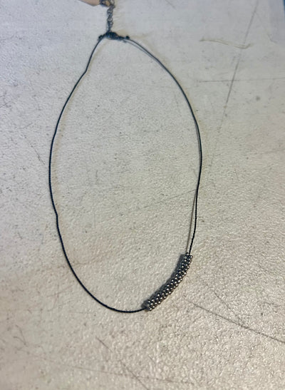 Martell Hand-Stitched Silver Bead Necklace