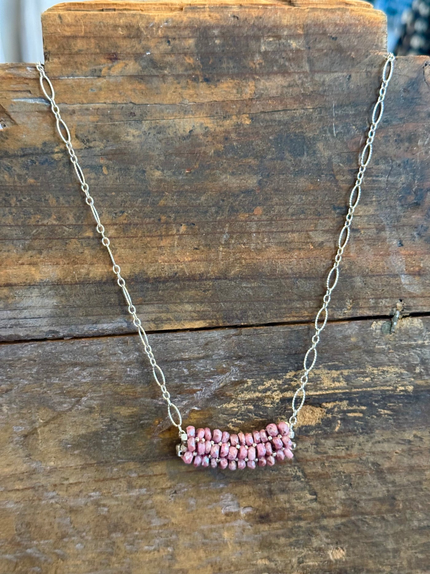 Sunset Pebble Necklace – Coated Ruby & Sterling Chain
