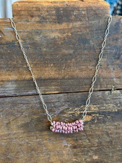 Sunset Pebble Necklace – Coated Ruby & Sterling Chain