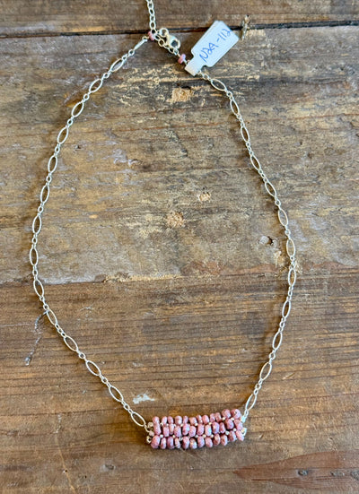 Sunset Pebble Necklace – Coated Ruby & Sterling Chain