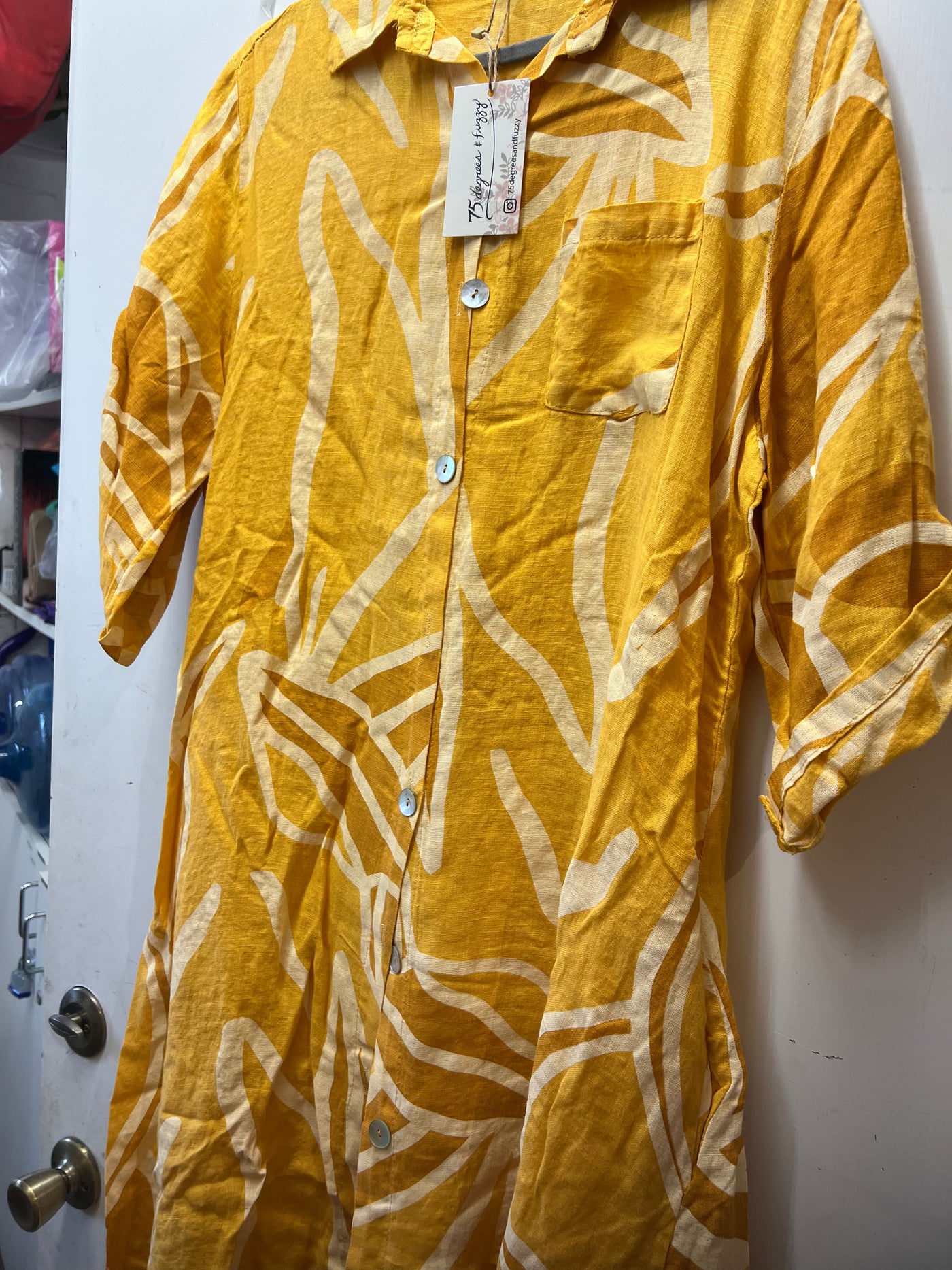 Palm Breeze Linen Shirt Dress by 75