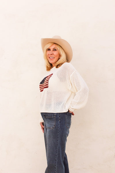 Stars and Stripes Open Knit Sweater by 75