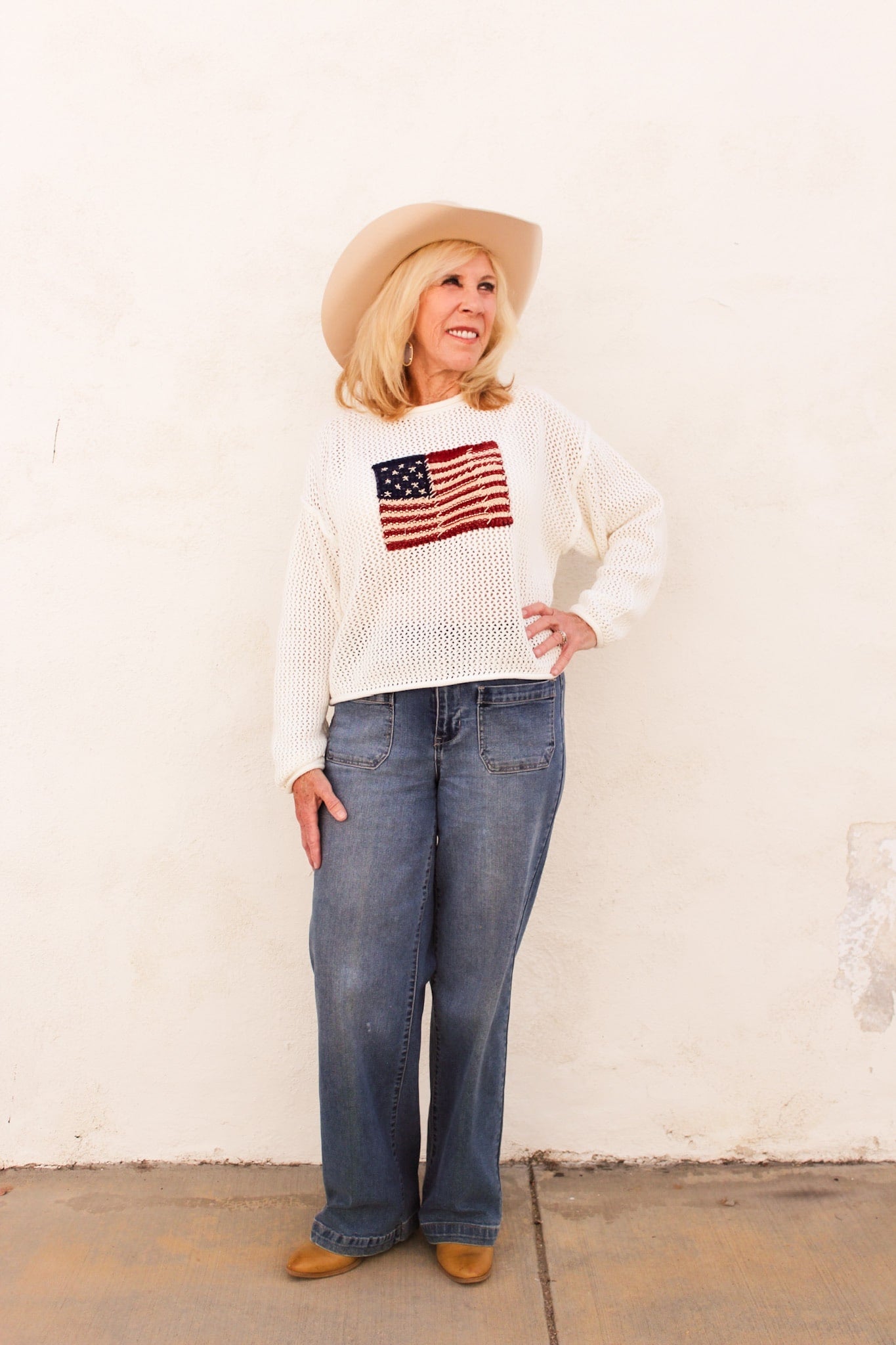 Stars and Stripes Open Knit Sweater by 75