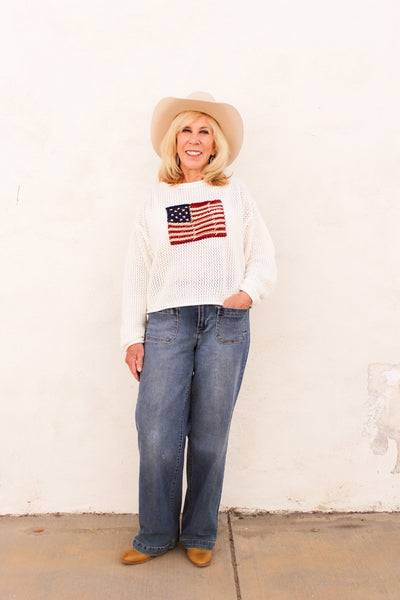Stars and Stripes Open Knit Sweater by 75