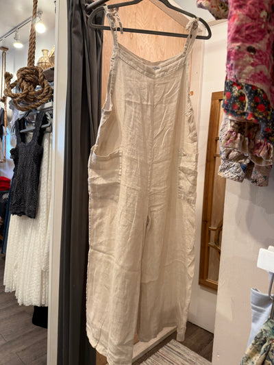 Linen Jumpsuit with Shoulder Ties by 75