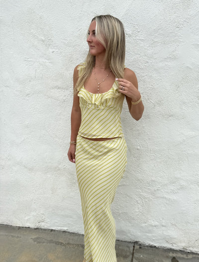 Limoncello Breeze Ruffle Halter Top – Citrus Stripe by 75