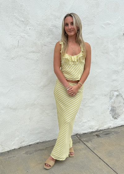 Limoncello Breeze Ruffle Halter Top – Citrus Stripe by 75