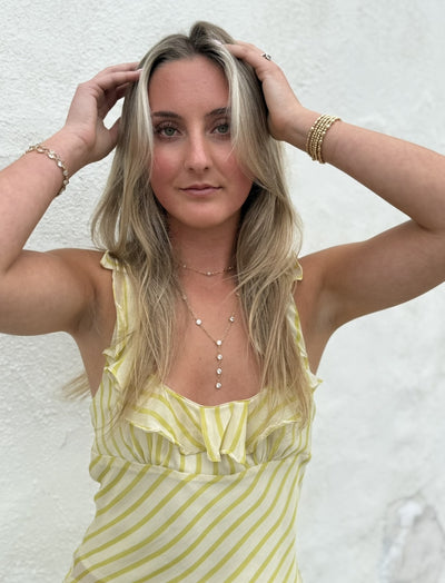 Limoncello Breeze Ruffle Halter Top – Citrus Stripe by 75