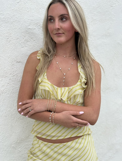 Limoncello Breeze Ruffle Halter Top – Citrus Stripe by 75