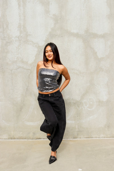 Sparkle Strapless Sequin Tube Top by 75