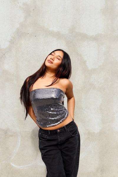 Sparkle Strapless Sequin Tube Top by 75