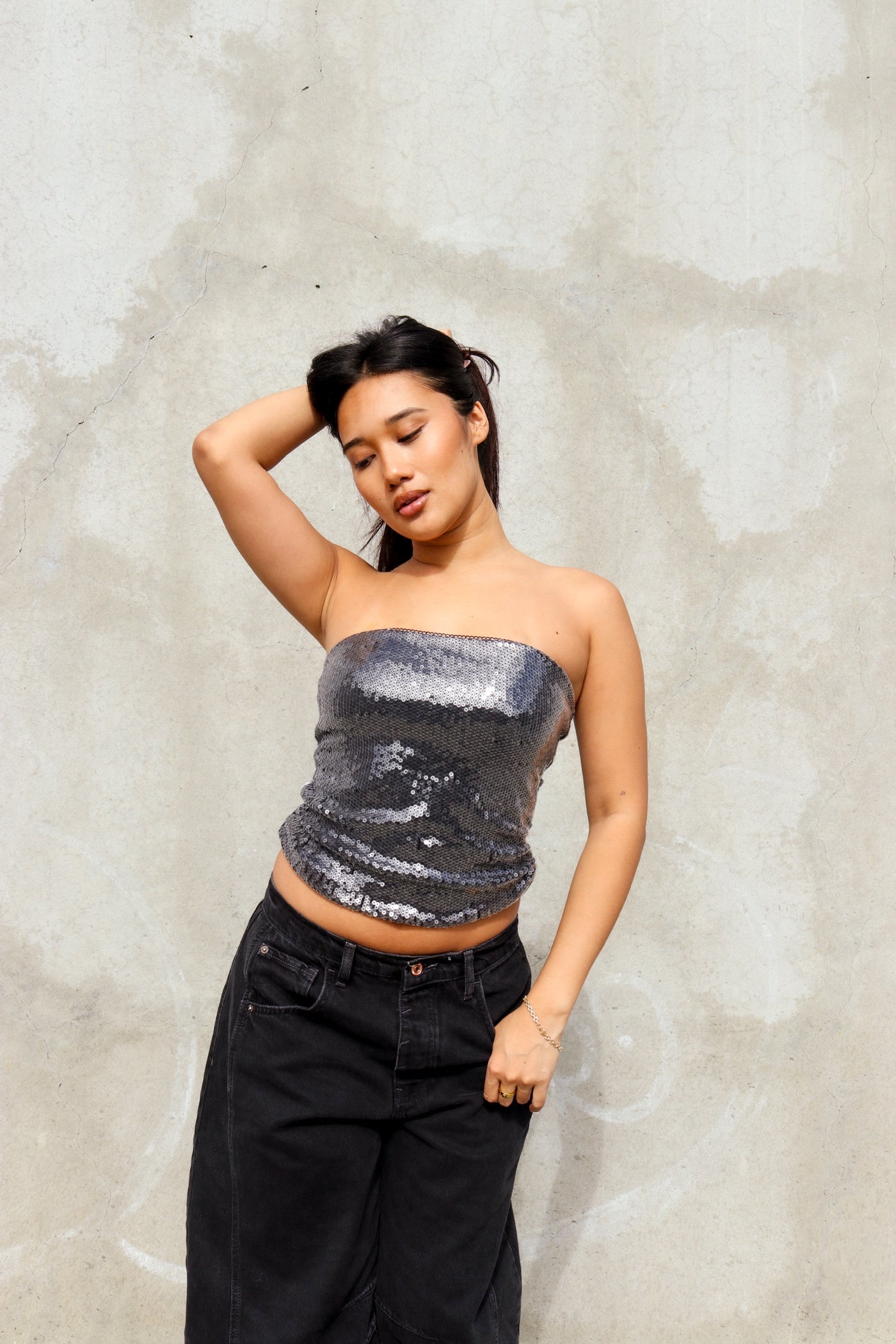 Sparkle Strapless Sequin Tube Top by 75