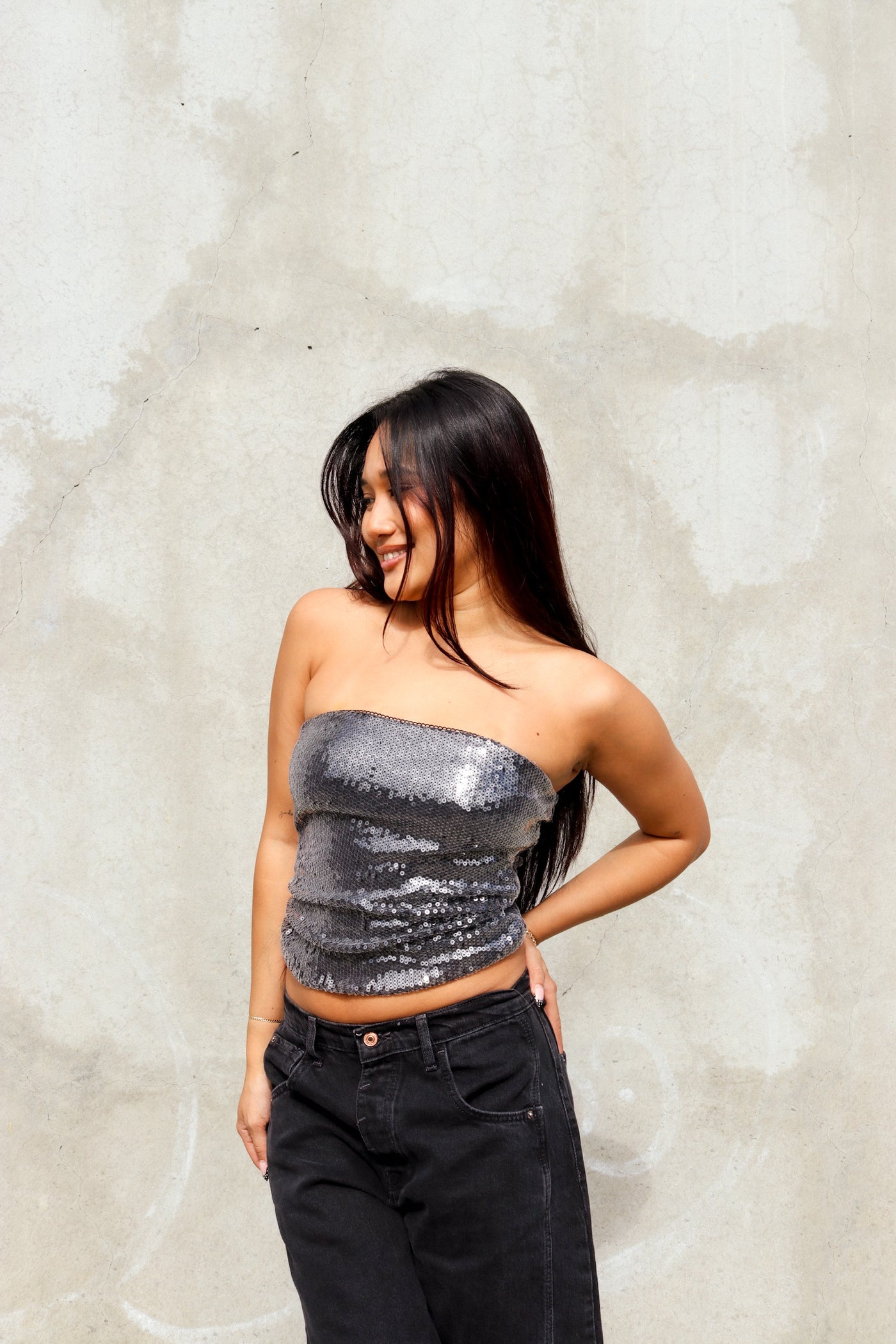 Sparkle Strapless Sequin Tube Top by 75