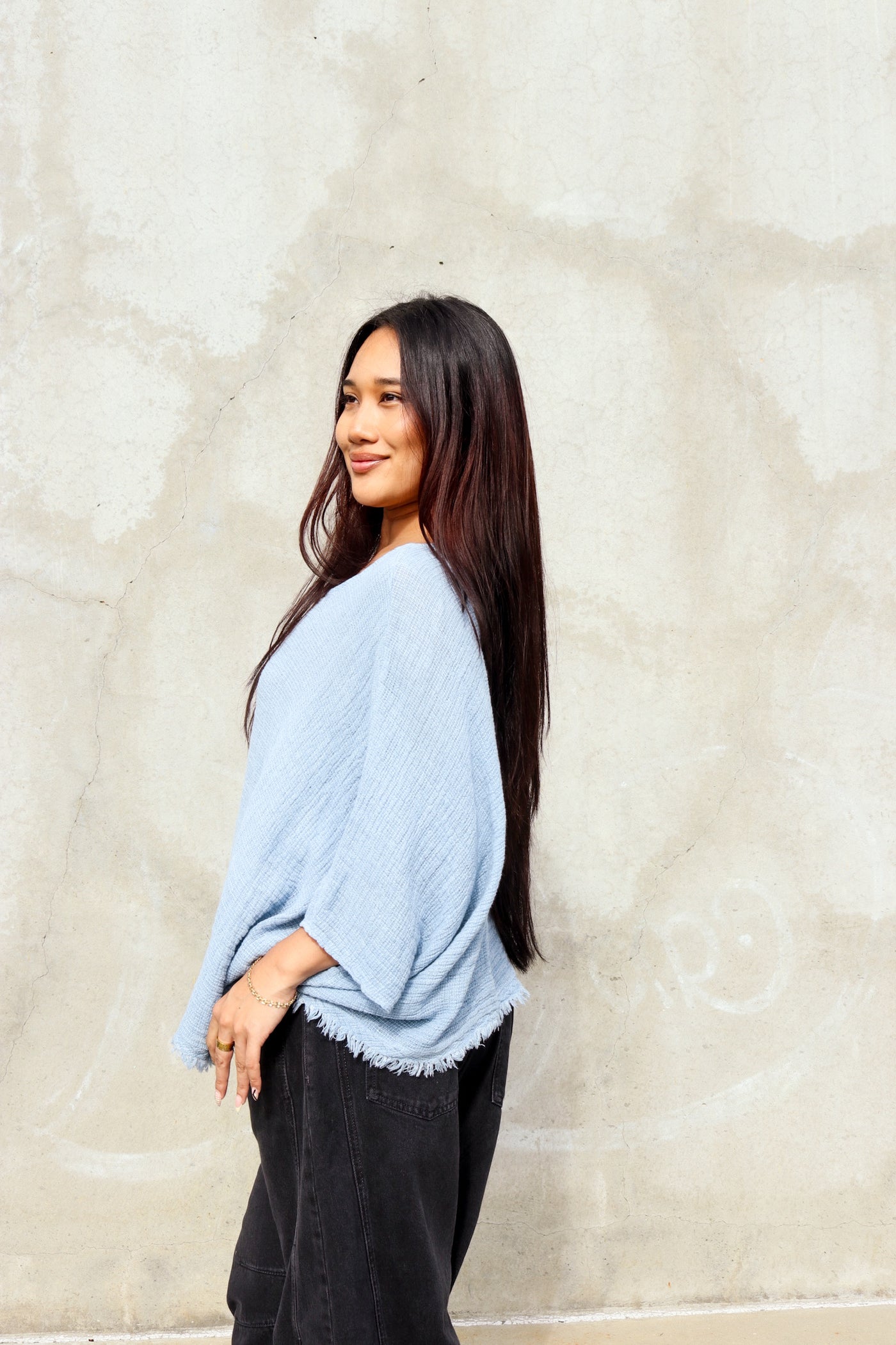 Sea Mist Fringe Poncho by 75