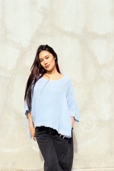 Sea Mist Fringe Poncho by 75