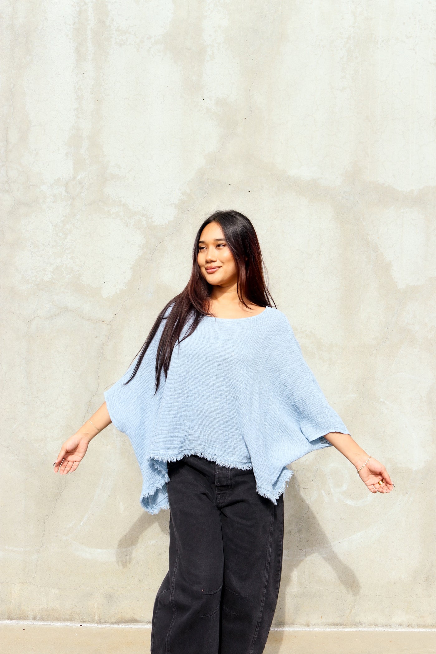 Sea Mist Fringe Poncho by 75