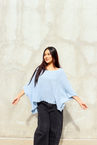 Sea Mist Fringe Poncho by 75