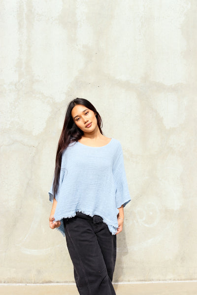 Sea Mist Fringe Poncho by 75