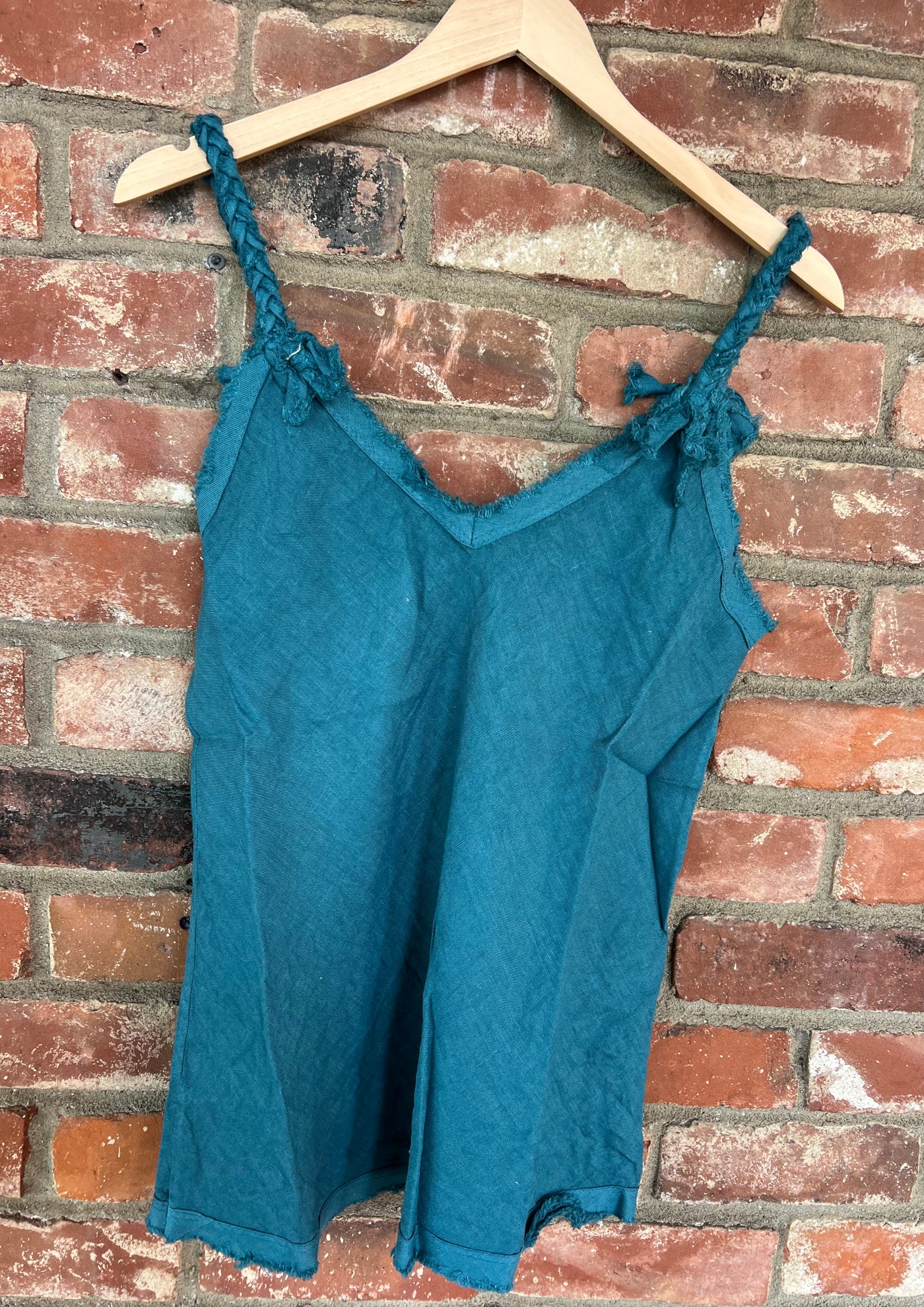 Linen Frayed Strap Tank by 75 – 75° & Fuzzy