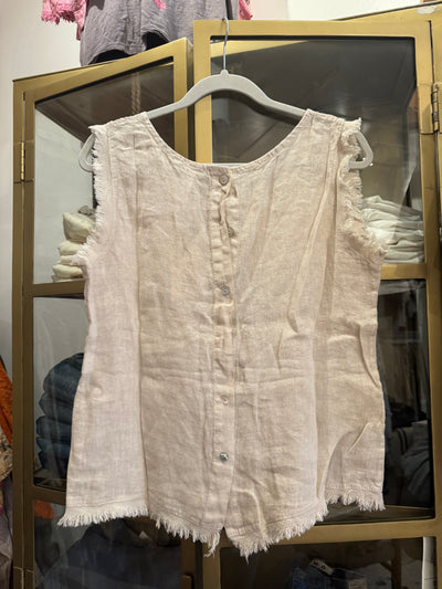 Sun-Kissed Linen Fringe Tank