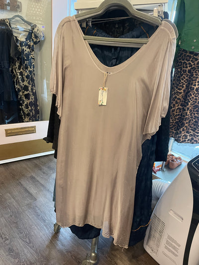 Short Sleeve Silk Midi Dress