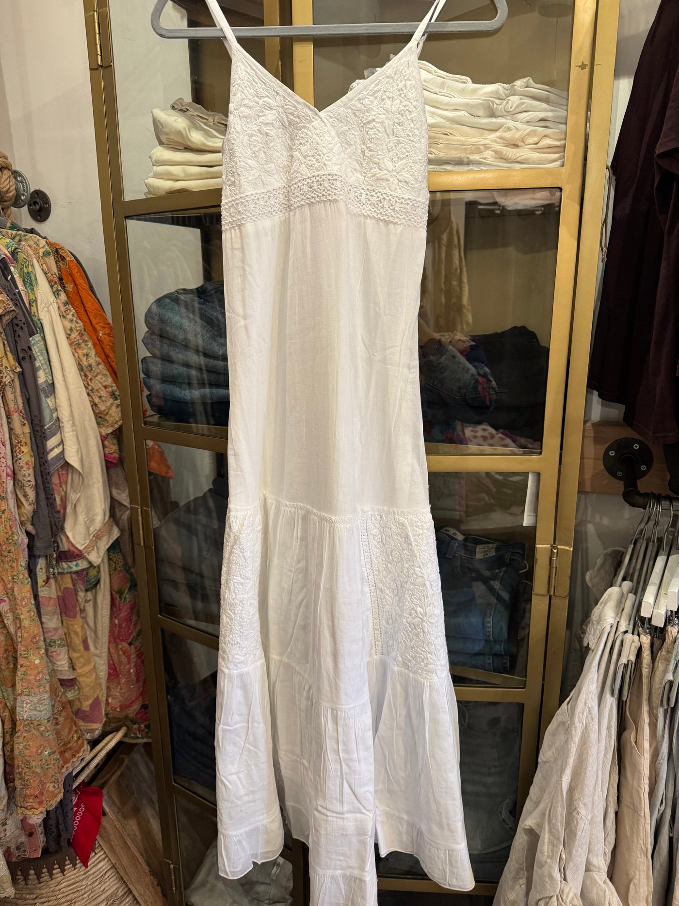 Seaside Lace Linen Maxi Dress