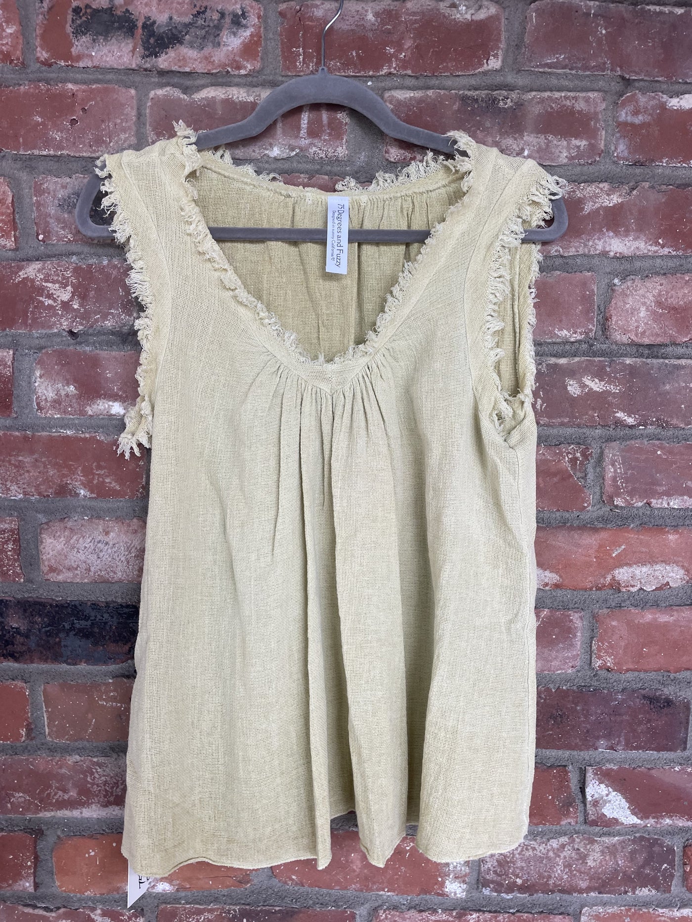 Sunkissed &amp; Frayed Linen Tank by 75