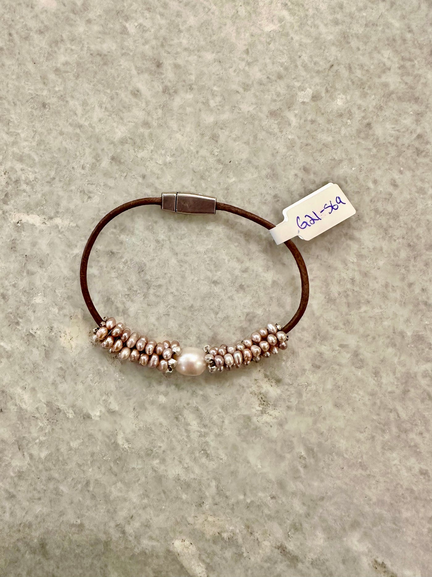 Moon Tide Pearl Leather Bracelet by Martell Studio