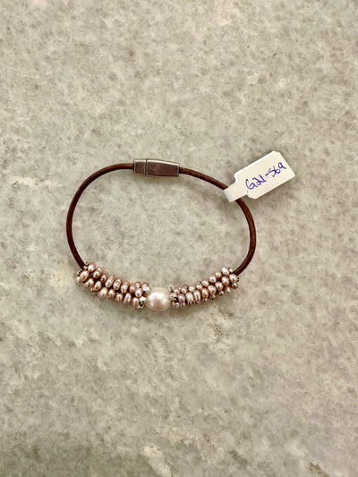 Moon Tide Pearl Leather Bracelet by Martell Studio
