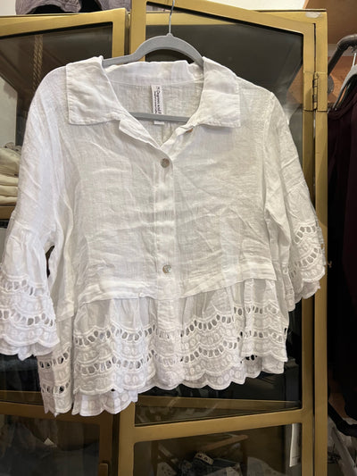 Capri Lace-Trimmed Linen Jacket by 75