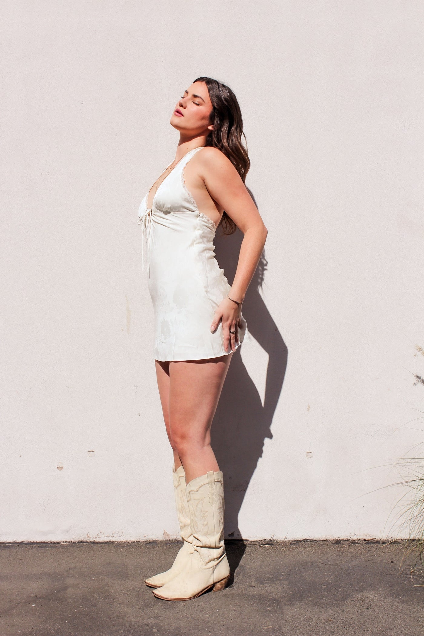 Sunlit Romance Satin Halter Mini Dress by 75