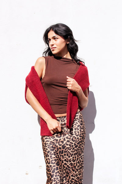 Cocoa Open-Back Bow Tank by 75
