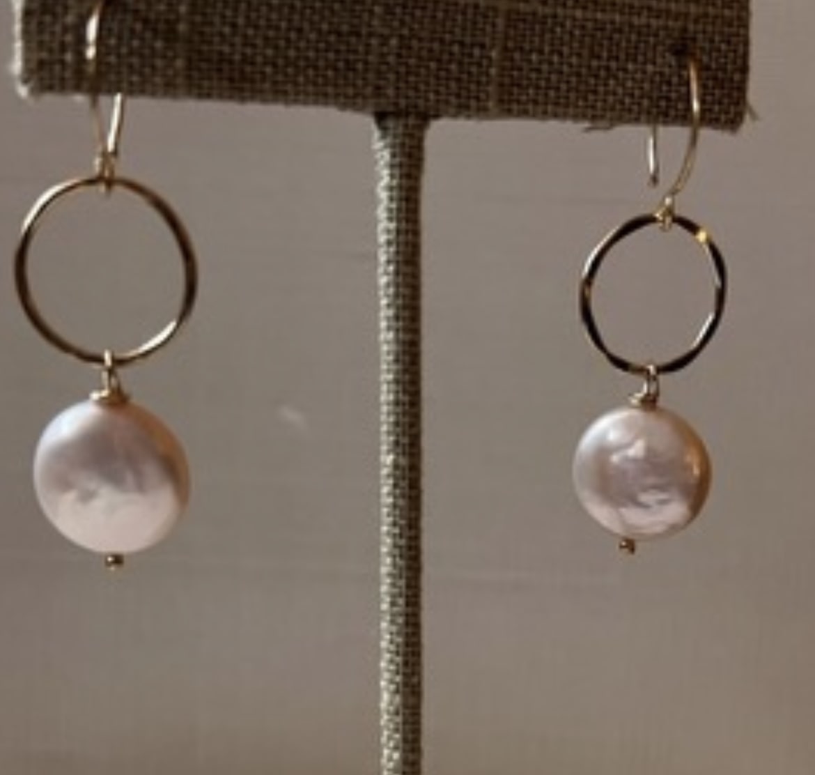 Pearl Drop Earring with Blush Coin Water Pearl