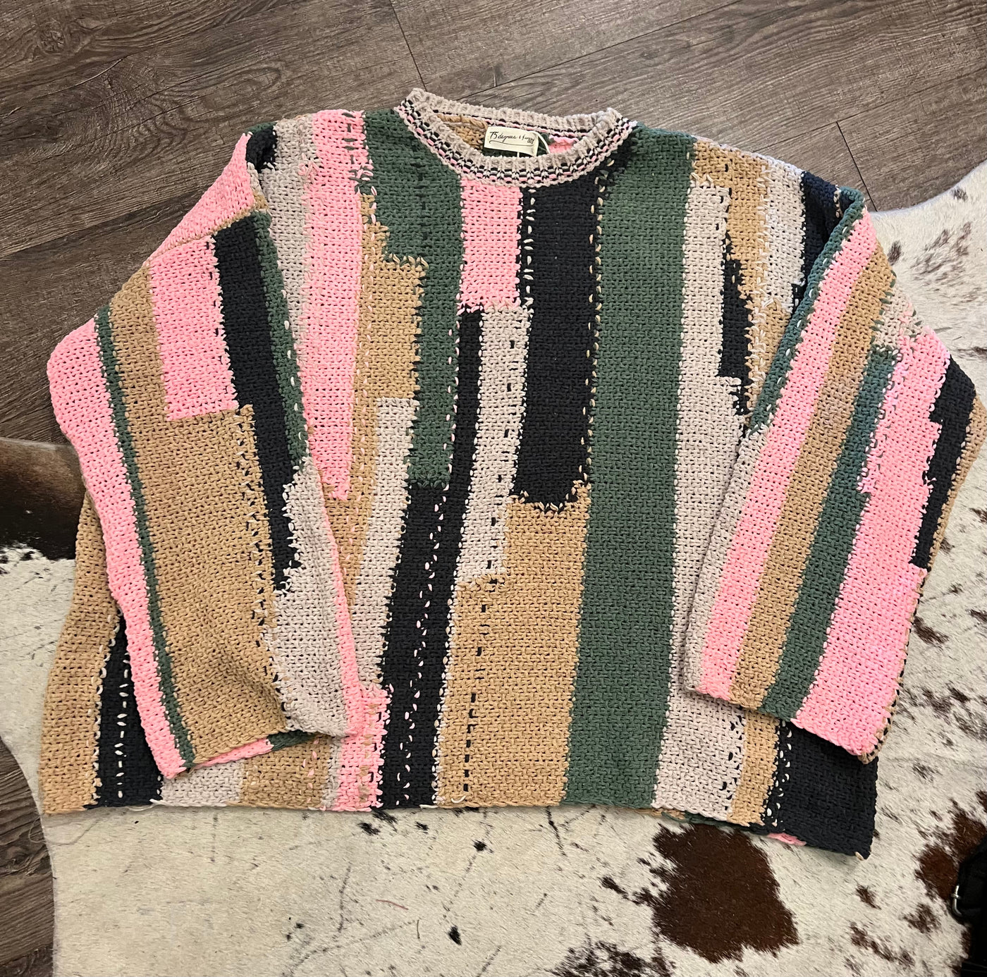 Multi Color Chenille Crew Neck Sweater by 75