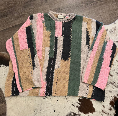 Multi Color Chenille Crew Neck Sweater by 75